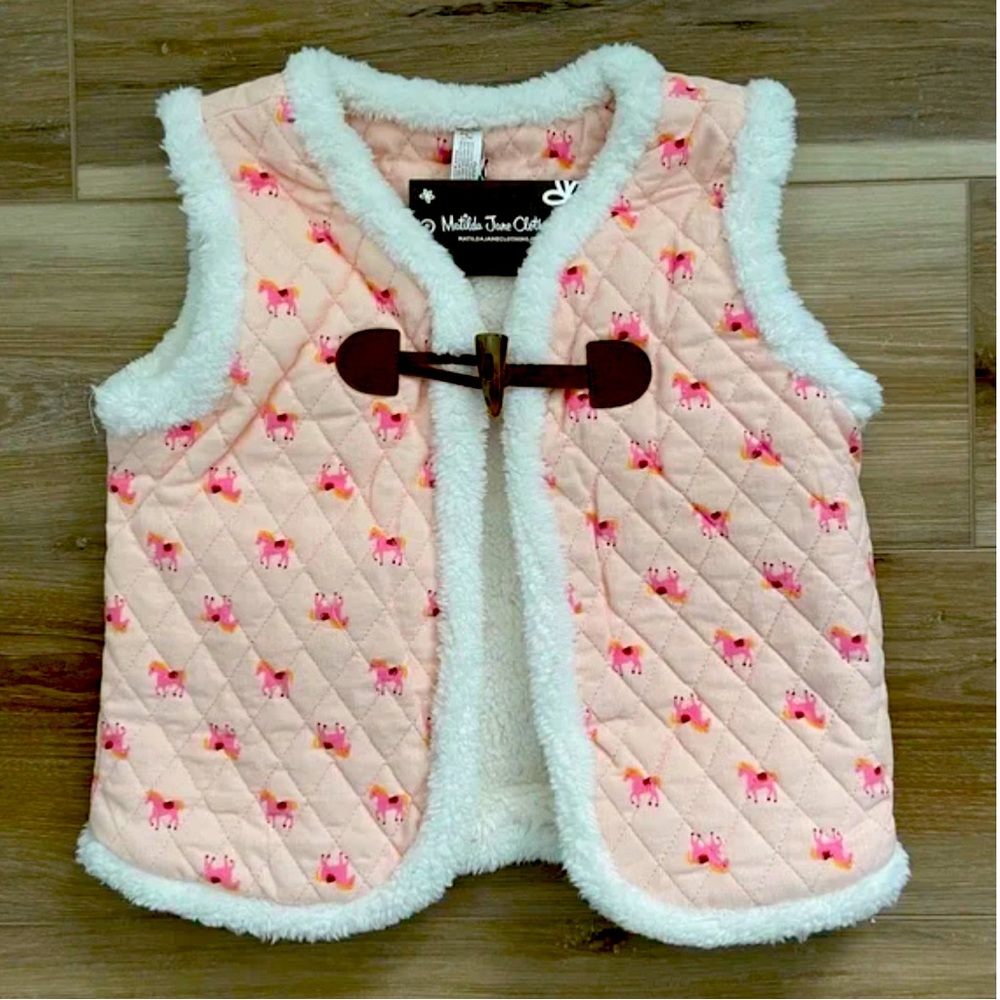 Matilda Jane Pink Horse Reversible Sherpa-Lined Vest Girls 🐴